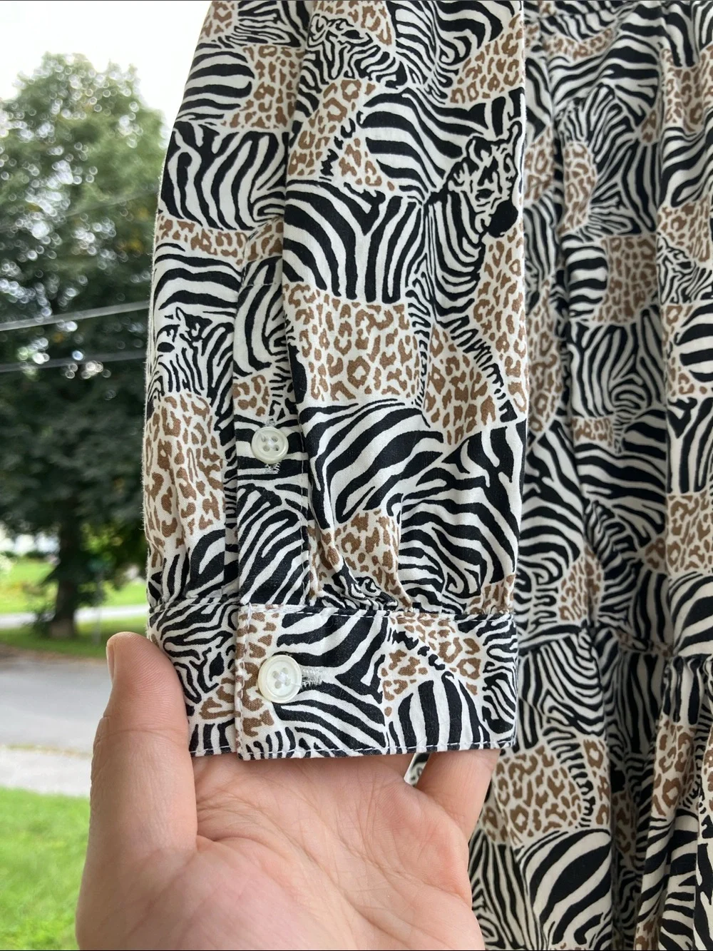 J. Crew Black and Cream Zebra Print Tiered Mini Dress